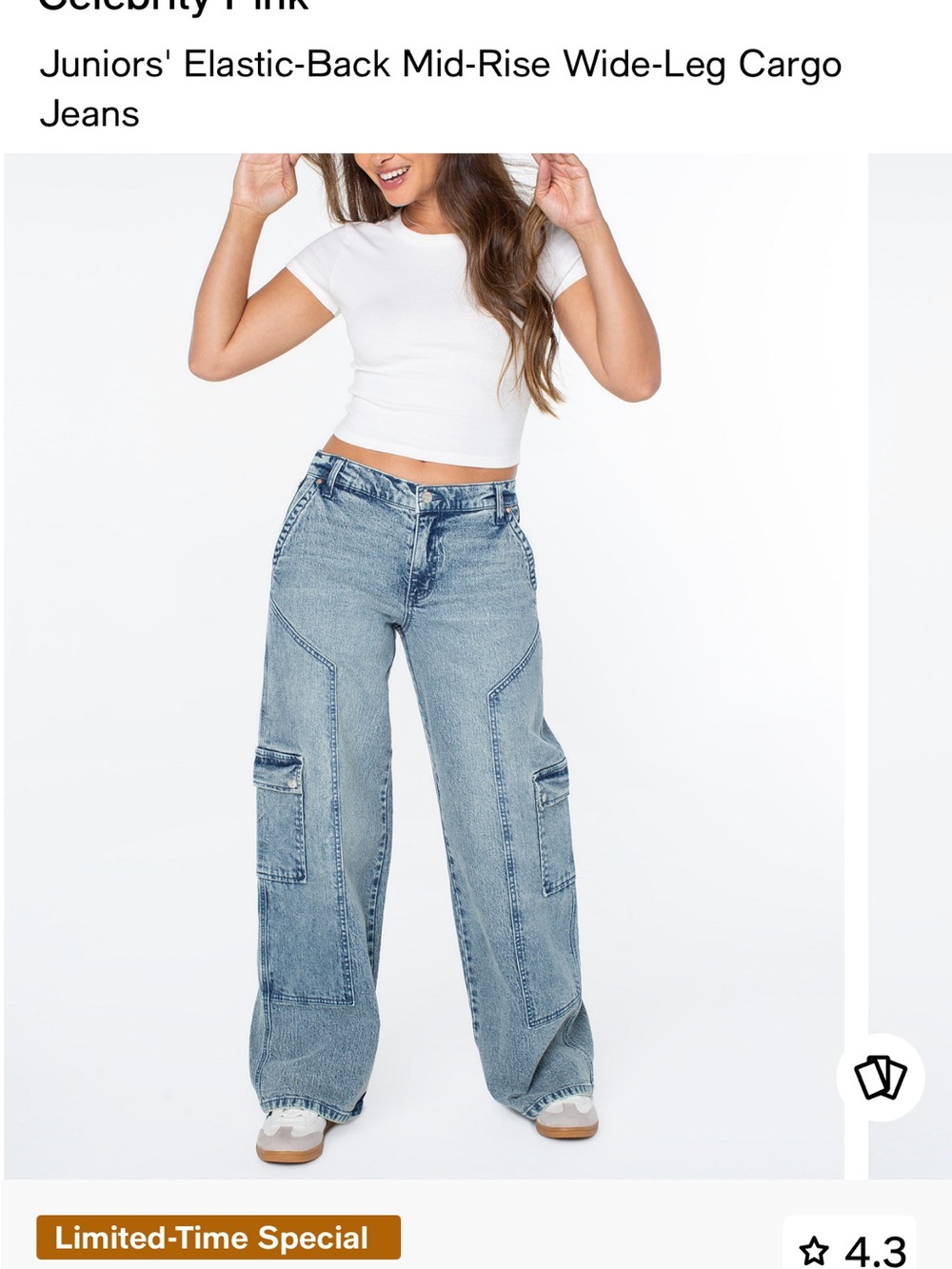 Celebrity Pink Light Blue Wide-Leg Cargo Jeans size Medium